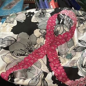 Floral Pink Ribbon Tote Bag